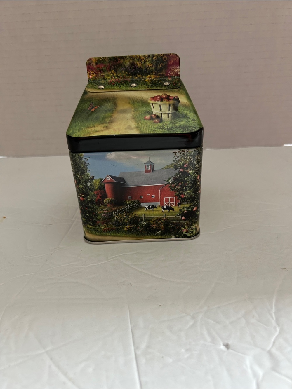 Source Unknown Red Barn Farmhouse Decorative Tin - Green, Red, Blue